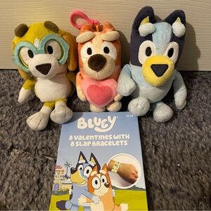 Bluey Bingo Honey Small Plush Stuffed Animals and Valentines Day Slap Bracelets